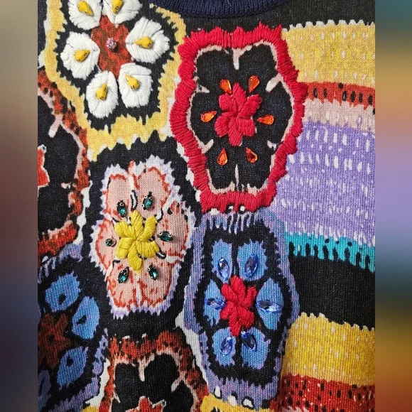 Leo & Ugo Paris Embroidered  Colorful Floral Stripped Longsleeve - Picture 4 of 8